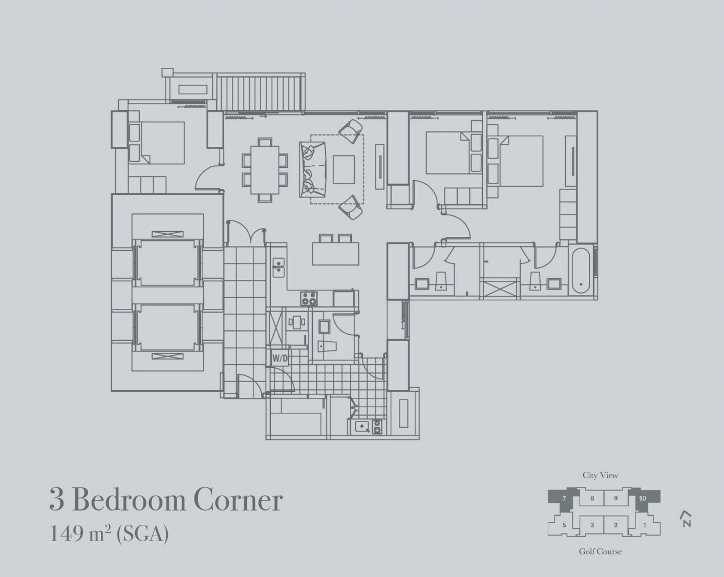 3 Bedroom Corner floor plan